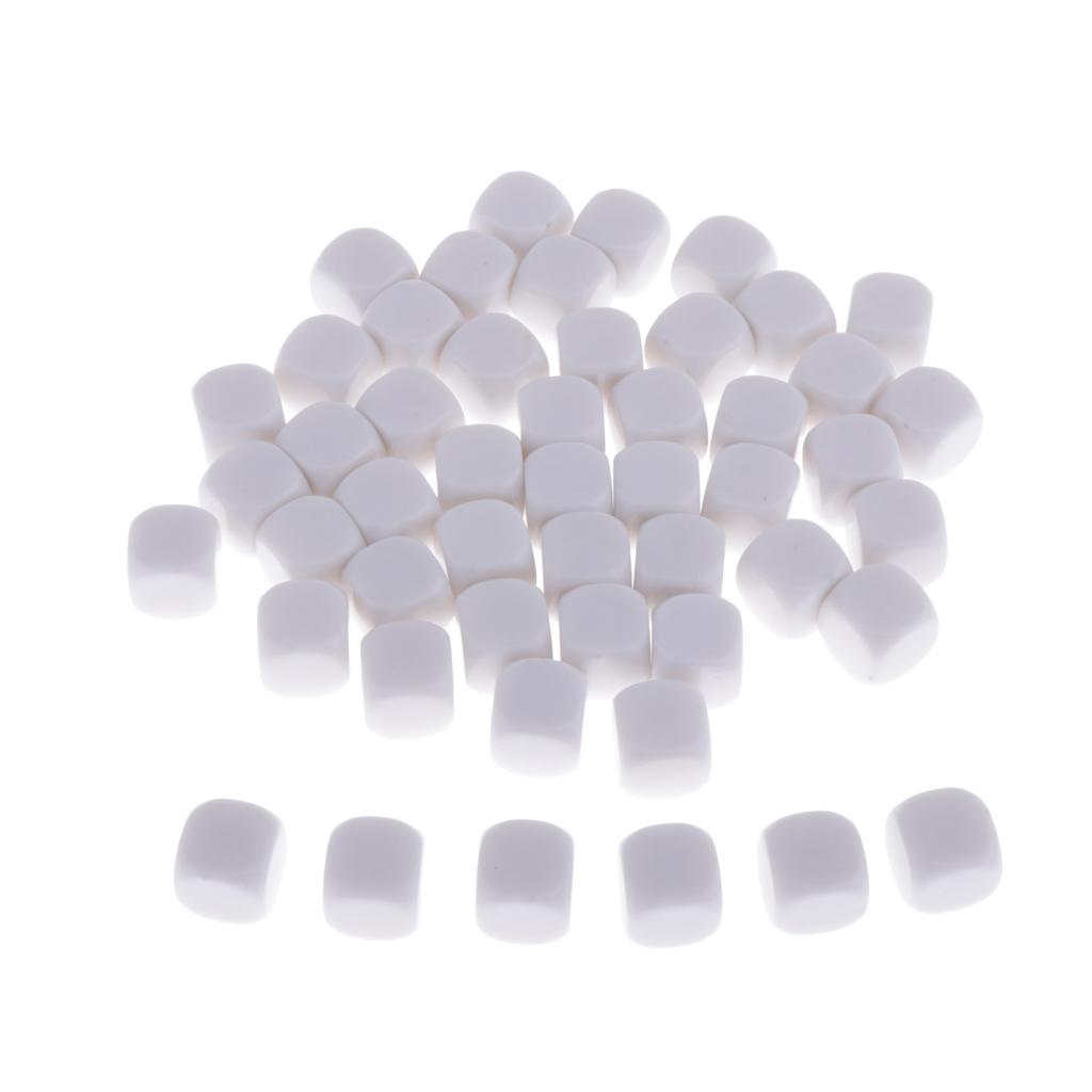 Max 50Pieces Square Edge Blank Dices D6 Six Sided RPG Gaming Dice Gift 18mm