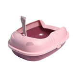 Maxbell Pet Litter Tray Durable Sand Box Container Splashproof Toilet Cat Litter Box Pink