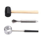Maxbell 3Pcs Coconut Opener Tool Set Durable Stainless Steel Opener Non Slip Handle