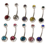 Maxbell 10Pieces Fashion Body Jewelry Crystal Ball Button Belly Navel Ring Bar 18G