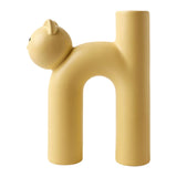 Maxbell Ceramic Vase Cute Tubular Cat Shape Art Crafts for Bedroom tabletop Yellow