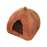 Maxbell Plush cave Bed Pet Bed Sleeping for Rabbits Small Animals Kitten Puppy Brown L