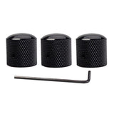 Maxbell 3Pcs Professional Metal Black Guitar Tone Volume Knob with Hole Guitar Parts