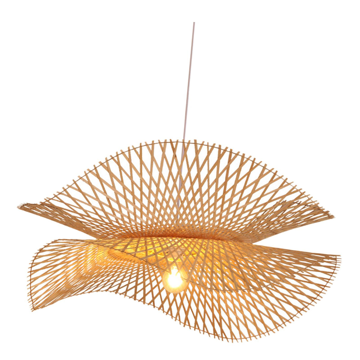 Maxbell Bamboo Pendant Light Hand Woven Chandelier for Club Dining Room Restaurant 85cm