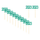 Maxbell 12Pcs 2023 Cupcake Topper Glitter for Party Decor Birthday Theme Supplies Green