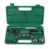 Maxbell 13pcs Socket Wrench Set 1/2" Auto Socket Adapter T-Shaped Green Case