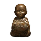 Maxbell Buddha Statue Monk Doll Zen Sculpture Candleholders Figurines for Home Bronze