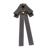 Maxbell Ribbon Bow Tie Brooch Neck Tie Cocktails Party Graduation Bowknot Brooch Pin Gray