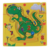 Maxbell Magnetic Maze Labyrinth Puzzles Wooden Board with Flying Chess Dinosaur