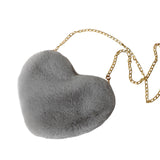 Maxbell Fashion Heart Shape Shoulder Bag Women Crossbody with Chain for Girls Party Light Gray