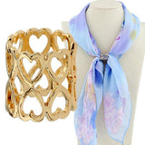 Maxbell Love Mini Heart Shape Silk Chiffon Scarf Clip Ring Shawl Holder Clasp Golden
