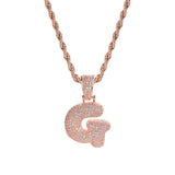 Maxbell 18K 26-letter "G" Pendant With Mini Zircon Stone Necklace Hip-hop Rose Gold