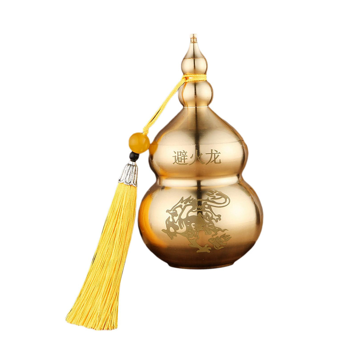 Maxbell Chinese Copper Gourd Crafts Household Office Ornament table Decor Yellow Tassel