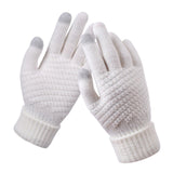 Maxbell Men Women Touch Screen Winter Gloves Warm Thick Knit Thermal Insulated White