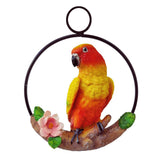 Max Hanging Parrot Statue Sculpture On Metal Round Ring  A