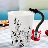 Max Musical Notes Design Ceramic Drink Tea Mug Cup Electric Guitar Red Freedom