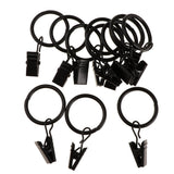 Max 12 Pieces Metal Curtains Drapery Rings with Clips Black Porcelain 32mm
