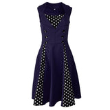 Max Women Polka Dots Vintage 50s Style Cocktail Party Swing Dress  S	 Blue