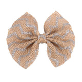Maxbell 6Pcs Handmade Burlap Bows for Rustic Wedding Decoration Silver
