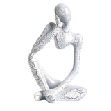 Maxbell Modern Abstract Thinker Statue Collectible for Home Living Room Decoration White Left S