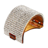 Maxbell Bling Rhinestone Hair Claw Clip Ponytail Holder Teethed Cuff Wrap Barrette 5.5x4cm Coffee