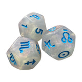 Maxbell 3Pcs Constellation Dices Astrology Dice for KTV Board Game Role Playing Game white and blue