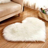 Max Heart Shape Shaggy Faux Sheepskin Area Rug Floor Carpet Mat White