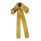 Maxbell Ribbon Bow Tie Brooch Neck Tie Cocktails Party Graduation Bowknot Brooch Pin Yellow