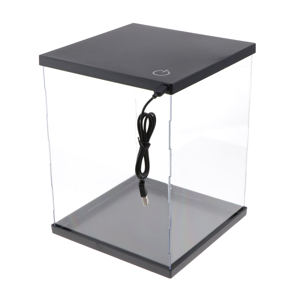 Max Clear Acrylic Plastic Display Box Case Dustproof Protection with Lights LED