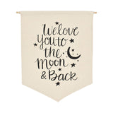 Maxbell Nordic Canvas Banner Wall Hanging Sign for Home Bedroom Decoration Moon