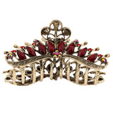 Max Women Large Hair Claw Jaw Clip Metal Rhinestones Crystal Hairpin Red