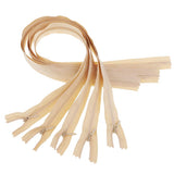 Max 5Pcs Nylon Coil Zippers Closed End Invisible Zipper for Sewing Dark Beige