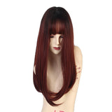 Max 20'' Long Straight Women Synthetic Wigs w/ Bangs Natural Looking Cosplay Wig