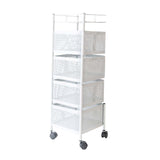 Maxbell Storage Trolley Bathroom Storage Shelves Rolling Cart Kitchen 4 Tiers and white