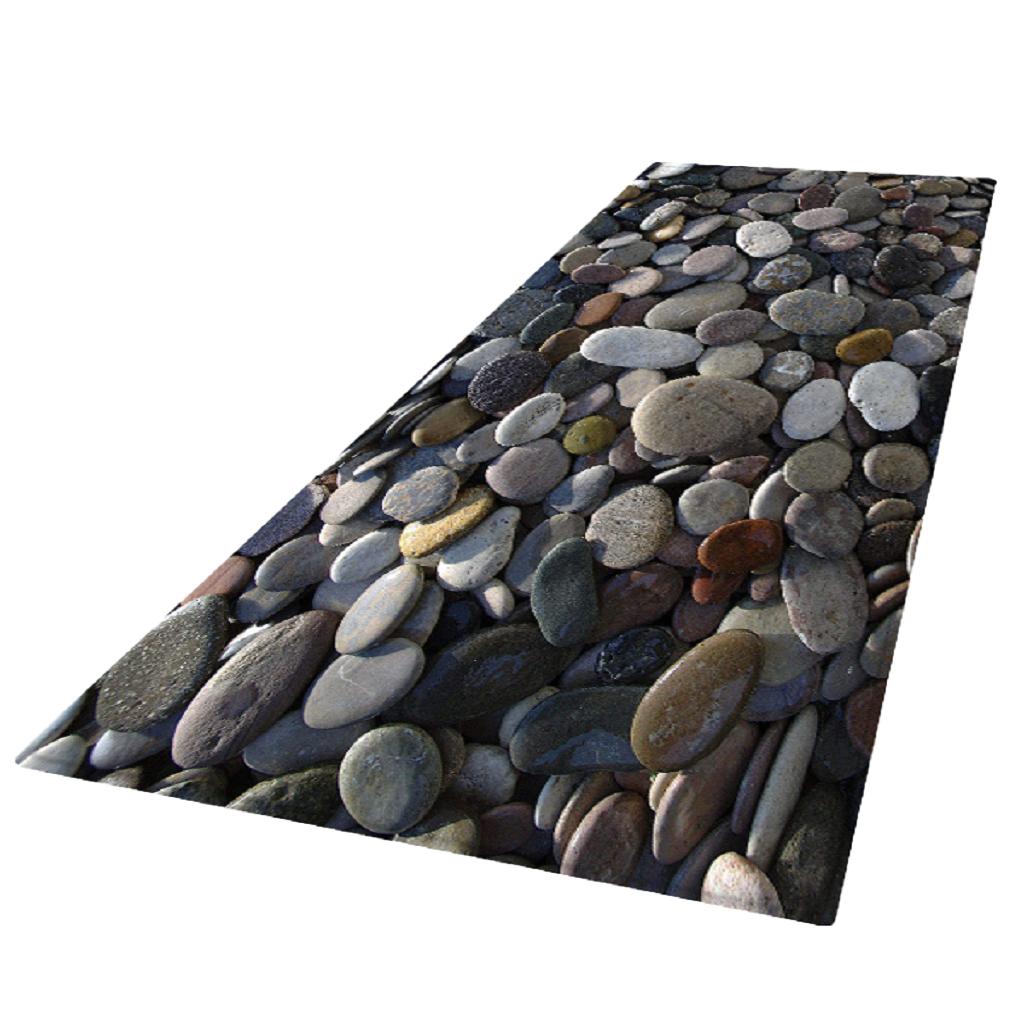 Max 3D Living Room Area Rug Runner Anti-Skid Floor Mat Carpet Pebbles