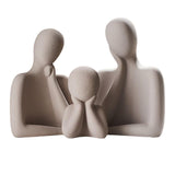 Maxbell 3Pcs European Style Abstract Family Statues Decoration for Home Character Brown