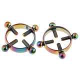 Maxbell 2pcs Stainless Steel Adjustable Screw Circle Nipplering Shield Rainbow