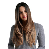 Maxbell 26 inch Women Long Wavy Middle Part Heat Safe Synthetic Daily Cosplay Wig 03
