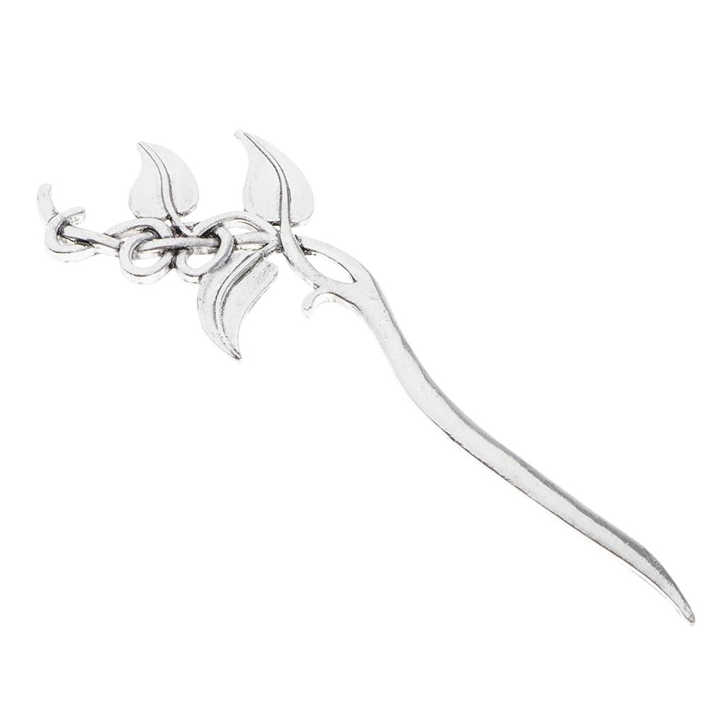 Max Fashion Women Celtic Knot Hair Pin Fork Leaf silver
