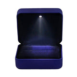 Maxbell Ring Box with Light Square Wedding Ring Case Dimension 7.5cmx7.5cmx4.2cm Blue
