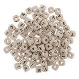 Maxbell 100 Pieces Wooden Alphabet Letters Cube Beads Jewelry Making 10mm White