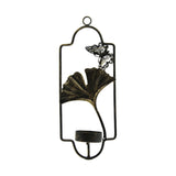 Maxbell Iron Wall Mounted Candle Holder Candlestick Holder Home Decor Black Ginkgo