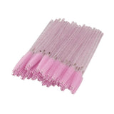 Max 50x Nylon Eyelash Mascara Wands Applicators Eyebrow Shaping Grooming Brushes Pink