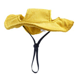 Maxbell Pet Hat Corduroy Breathable with Ear Holes Dog Hat for Outdoor Travel Summer L Yellow