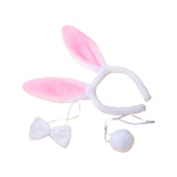 Maxbell Women's Bunny Costume Ear Headband Headwear Bow Tie for Cosplay Easter Girls pink