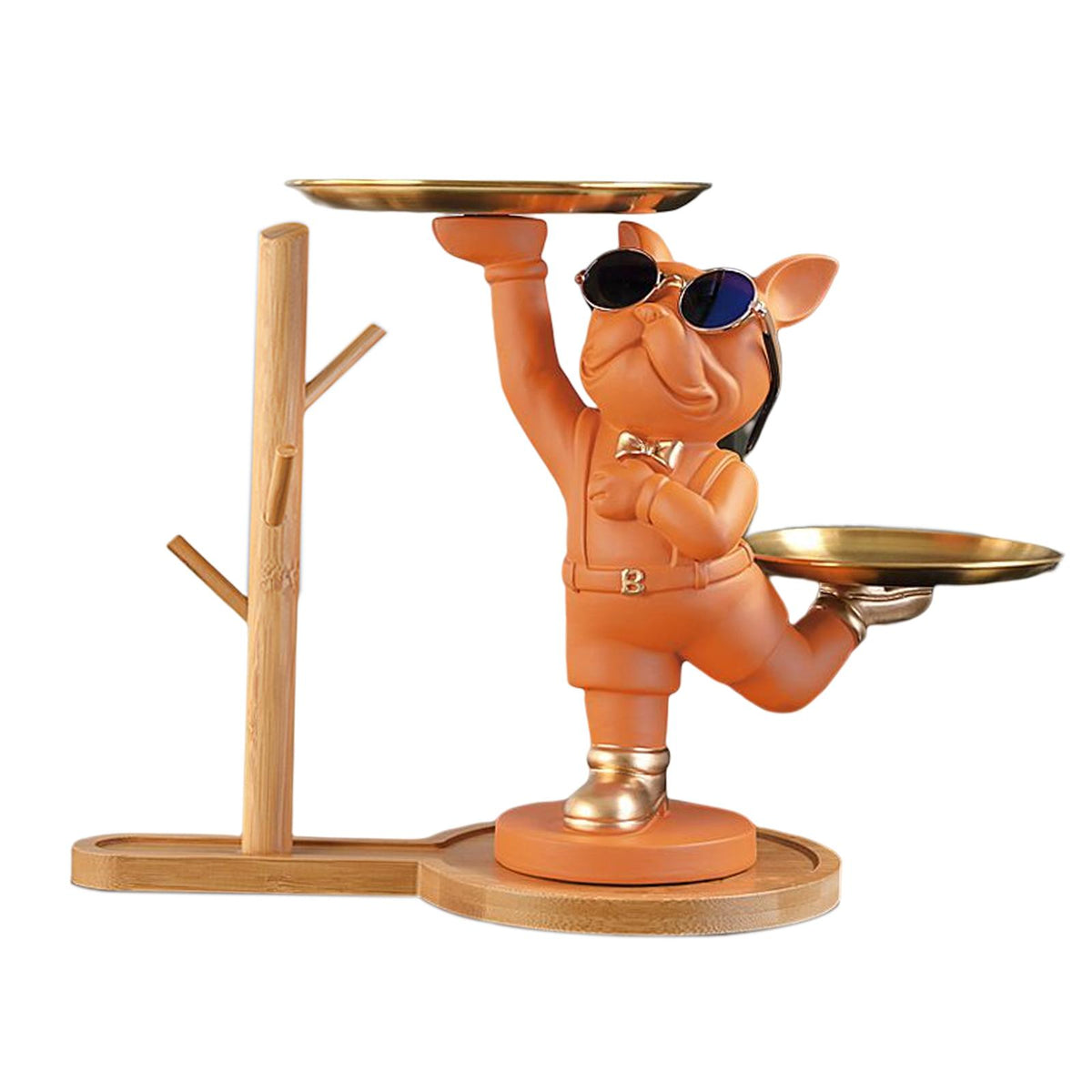 Maxbell Dog Statue Storage Tray Display Ornament for Entrance Restaurant Decor Orange