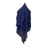 Maxbell Elegant Women Hijab Lightweight Solid Color Breathable Wrap Dark Blue