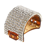 Maxbell Bling Rhinestone Hair Claw Clip Ponytail Holder Teethed Cuff Wrap Barrette 4x2.5cm Coffee