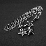 Maxbell Stainless Steel Men's Vintage Punk Pentagram 4-Stars Pendant Chain Necklace