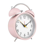 Maxbell 4 inch Twins Alarm Clock Silent with Backlight for Bedside Students Pink